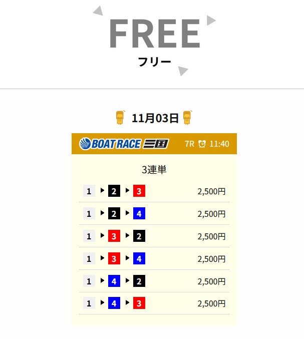 競艇ロジックの無料予想買い目