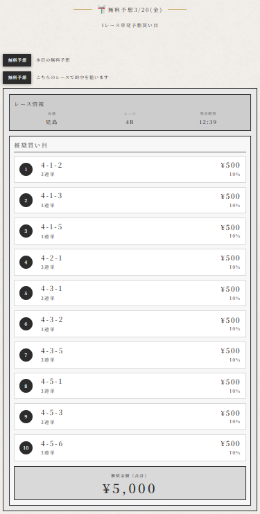 波紋-HAMON-の無料予想買い目