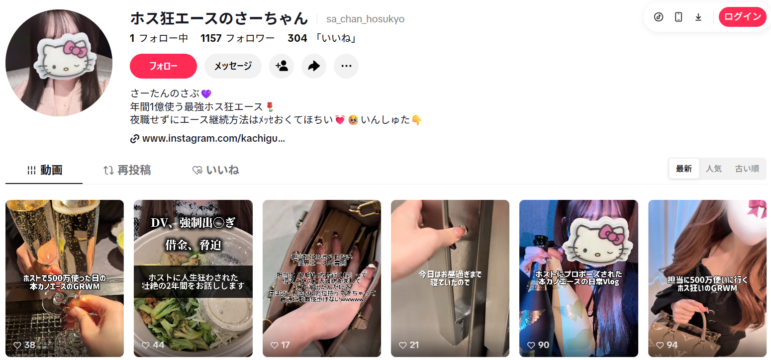 勝ち組姫のさーたんのTikTok