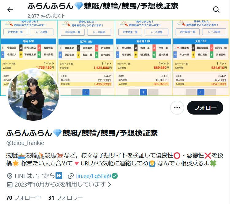 艇汪フランキーのX